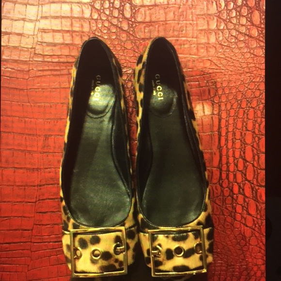 đź’ĄHPđź’ĄAUTHGUCCI FLATS PONY JAGUARS NAPPA CHARLOTTE - Picture 2 of 8